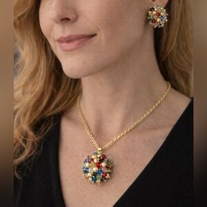 Elegant Gold Plated Multicolor Necklace and Earring Set